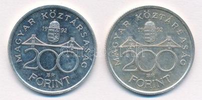 1992. 200Ft Ag "MNB" (2x) T:2 Adamo F13