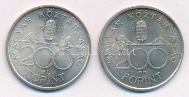1993. 200Ft Ag "MNB" (2x) T:1-,2 Adamo F13