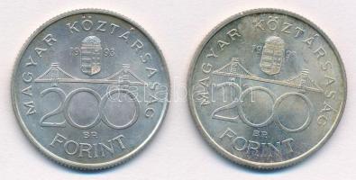 1993. 200Ft Ag "MNB" (2x) T:1-,2 Adamo F13