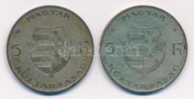 1947. 5Ft Ag "Kossuth" (2x) T:2- patina 
Adamo F8.1