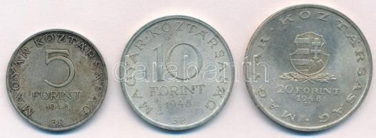 1948. 5Ft Ag "Petőfi" + 10Ft Ag "Széchenyi" + 20Ft Ag "Táncsics" - &qu...