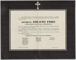 1876-1960 Halálpzási értesítők, közötte több lévai is, Selmecbánya nyugalmazott erdőtanácsosa,Mezőssy Béla fölművelésügyi miniszter 6 db