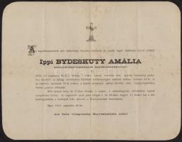 1876 Ippi Bydeskuty Amália aranyérdemkeresztes fejedelemasszony halálozási értesítője