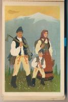 Erdély Örök Egyetlen Miénk! 12 db régi erdélyi irredenta művészlap egy képeslapfüzetben Gebhardt és ...