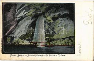 1902 Dobsina, Dobschau; Jégbarlang belső / ice cave interior + Dobsina-Bánréve 49. sz. vasúti mozgóposta bélyegző (EK)