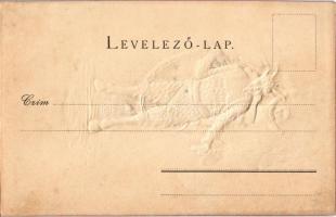 1900 Krampus with chains. Emb. litho