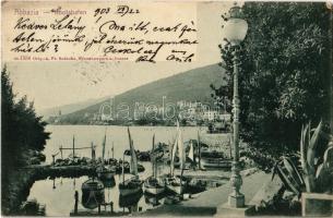 1903 Abbazia, Opatija; Bootshafen / boat harbor, boathouse (EK)
