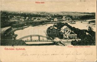 1900 Győr, Rába-szer, híd. Berecz Viktor kiadása (Rb)