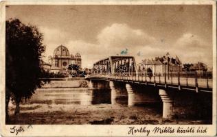 1937 Győr, Horthy Miklós közúti híd, zsinagóga (Rb)