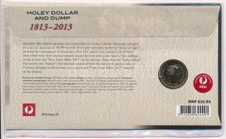 Ausztrália 2013. 1D Al-Br "Lyukas dollár" érmés borítékban, bélyeggel, elsőnapi bélyegzéss...