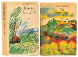 Fekete István 2 műve:  Rózsakunyhó. Elbeszélések és karcolatok. Vál. és szerk.: Nagy Domokos Imre. Első kiadás.  Csí és más elbeszélések. Würtz Ádám rajzaival.  Bp., 1973-1974., Móra. Kiadói egészvászon-kötés, kiadói papír védőborítóban, jó állapotban.
