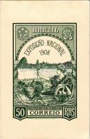 1908 Brazil, Exposicao Nacional. 50 Reis Correio Estados Unidos do Brazil / National Exposition of Brazil, 50 Reis Kings Mail, coat of arms. litho s: Ernardelli