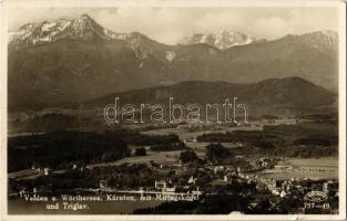 1931 Velden am Wörthersee, Kärnten, mit Mittagskogel und Triglav. Frank Verlag 757-49. (small tear)