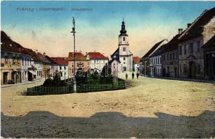 1917 Fehring (Steiermark), Hauptplatz / main square, shops, church. Verlag Jos. A. Kienreich. Phot. d. Kunstverslag S. Frank (EK)