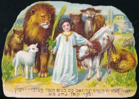 cca 1910 2 db judaika témájú dombornyomott litho gyűjtőkép 5x8 cm