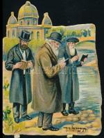 cca 1910 2 db judaika témájú dombornyomott litho gyűjtőkép 5x8 cm