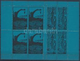 1911 Nemzetközi vas- és gépipari kiállítás levélzáró kisív zöld és kék színben (a zöld alsó ívszéle ...