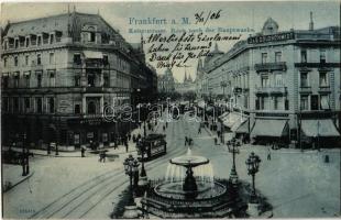 1906 Frankfurt am Main, Kaiserstraße, Blick nach der Hauptwache / street view, tram, shops of J. &am...