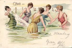1899 Bathing women Litho