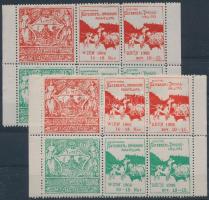 1906 2 db Pécsi általános kiállítás / Foxterrier és tacskó kiállítás levélzáró 6-os tömb (alsó és felső ívszélek hiányoznak)