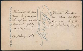 cca 1869 E. Kozics műtermében készült, vizitkártya méretű fénykép, hátoldalán feliratozva, kis sérül...