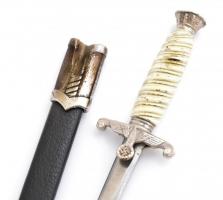 Dekoratív papírvágó kés, kopásokkal, tokban, teljes hossz: 20,5 cm