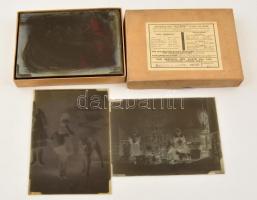 cca 1920 és 1930 között készült, 16 db vintage üveglemez negatív, az egri Foto-GRÁF műterem hagyatékából (Piroska és a farkas, karácsonyfa, tél a műteremben, viseletek, kirakati felvétel, Rómeó jelmezben, stb... ), 12x16 cm