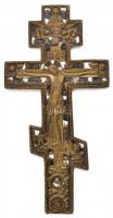 Orthodox kereszt, réz, zománc berakással, kis kopásokkal, 34×17,5 cm