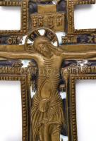 Orthodox kereszt, réz, zománc berakással, kis kopásokkal, 34×17,5 cm