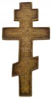 Orthodox kereszt, réz, zománc berakással, kis kopásokkal, 34×17,5 cm