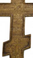 Orthodox kereszt, réz, zománc berakással, kis kopásokkal, 34×17,5 cm
