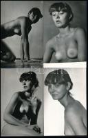 cca 1980 Akt felvételek stúdióban, 55 db vintage fotó, 9x14 cm