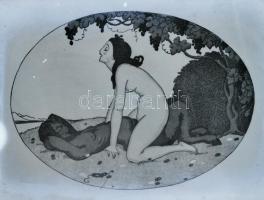 Erotikus jeleneteket ábrázoló rajzok üveglemez negatívokon, 8 db 9x13-as negatív