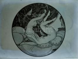 Erotikus jeleneteket ábrázoló rajzok üveglemez negatívokon, 8 db 9x13-as negatív