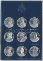 Vatikán DN "Pápák" ezüstözött fém emlékérem szuvenír szett benne 9db klf érem T:1,1-
Vati...