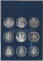 Vatikán DN "Pápák" ezüstözött fém emlékérem szuvenír szett benne 9db klf érem T:1,1-
Vati...
