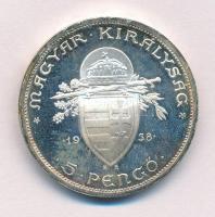 1938. 5P Ag "Szent István" T:1- patina Adamo P8.1