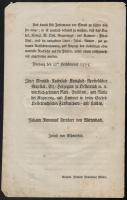 1775 Nyomtatott, német nyelvű császári-királyi körlevél oktatási adó bevezetéséről