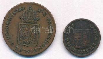 1816B 1kr Cu + 1881KB 1kr Cu "Középcímer" T:2,2-