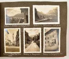 cca 1935-1937 Egy polgári család utazásai. Balaton, Cortina dAmpezzo, Hévíz, Velence, Budapest. Több száz feliratozott kép egy albumban, érdekes városképekkel.