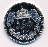 DN "Királyi koronák - II. Lipót 5 korona 1909" Ag emlékérem tanúsítvánnyal (20g/0.333/38,6...
