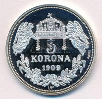 DN "Királyi koronák - I. István / 5 korona 1909" Ag emlékérem tanúsítvánnyal (20g/0.333/38...
