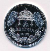 DN "Királyi koronák - Szent István / 5 korona 1909" Ag emlékérem tanúsítvánnyal (20g/0.333...
