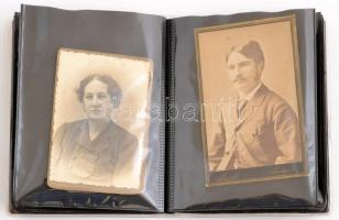 cca 1880-1900 16 db vizitkártyát tartalmazó albumocska plusz néhány papírkép