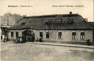 Budapest I. Tabán, Albecker Antal veje Schreil Győző vendéglője. Kereszt tér 4. Trittner R. felvétele 330.