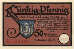 Német Birodalom/Weimari Köztársaság Meiningen 1921. 50Pf (4X) összesen: 4klf, teljes sor T:I