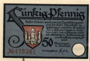 Német Birodalom/Weimari Köztársaság Meiningen 1921. 50Pf (4X) összesen: 4klf, teljes sor T:I