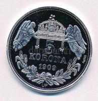 DN "Királyi koronák - V. László / 5 korona 1909" Ag emlékérem tanúsítvánnyal (20g/0.333/38...