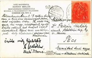 1938 Komárom, Komárnó; bevonulás, Horthy Miklós, Purgly Magdolna, Imrédy Béla, Teleki Pál / entry of...