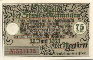 Német Birodalom/Weimari Köztársaság Meiningen 1921. 75Pf (4X) 4klf, teljes sor T:I